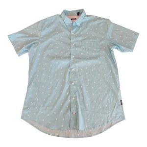 Skulls And Bones Izod Blue XLT Big And Tall Short Sleeve Button Down Shirt